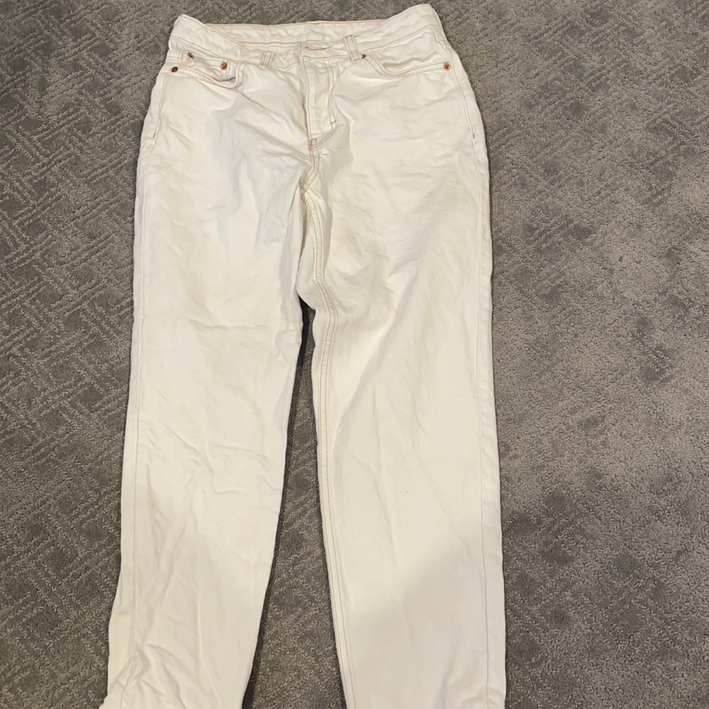 Top shop high waisted cream colored jeans